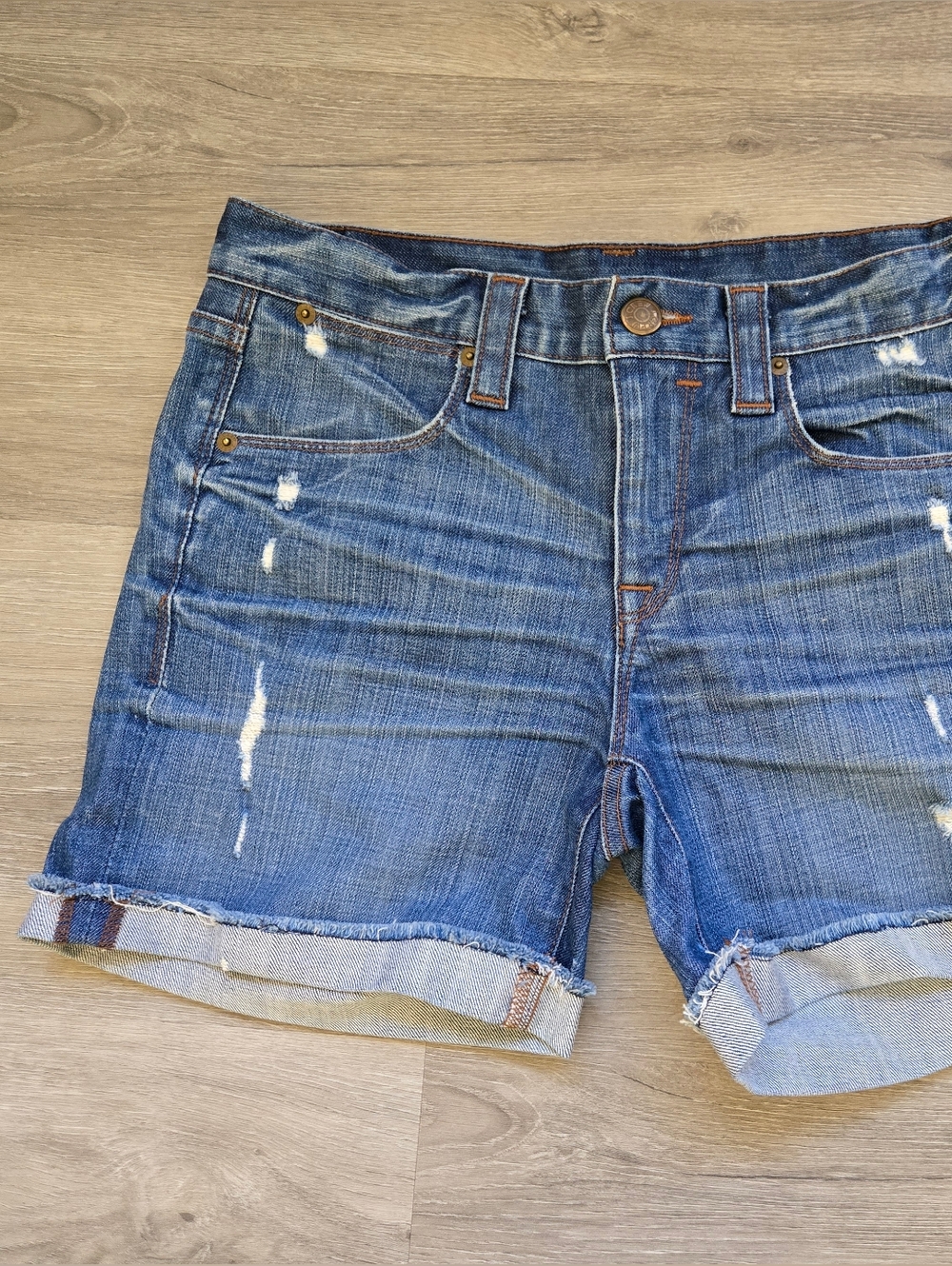 J. Crew Distressed Blue Denim Jean Shorts